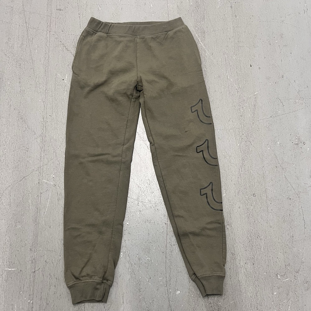 True Religion Boys Jogger Sweatpants Olive Green Size M (10-12) Youth Logo Pants